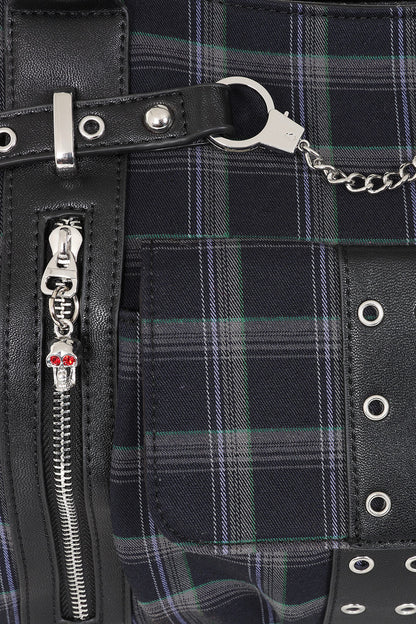 Schwarze Tasche Rise Up Bag mit Tartanstoff von Banned&nbsp;