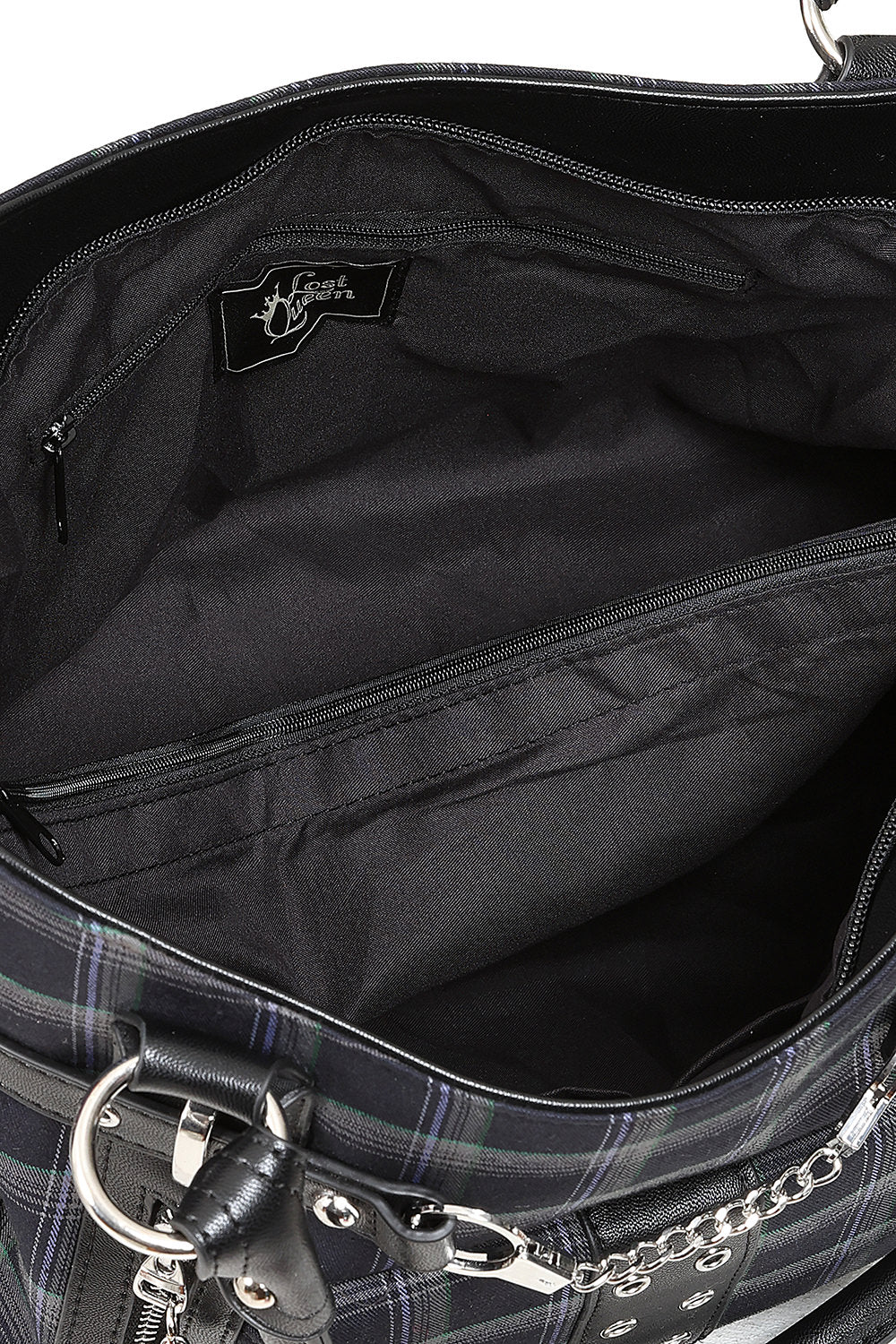 Schwarze Tasche Rise Up Bag mit Tartanstoff von Banned&nbsp;