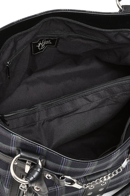 Schwarze Tasche Rise Up Bag mit Tartanstoff von Banned&nbsp;