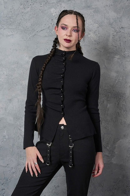 Schwarze, schlichte Jacke Drip Line Cardigan von Banned