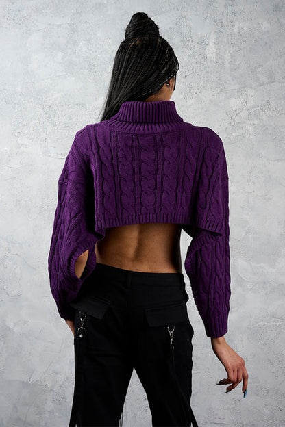 Lilafarbener, bauchfreier Strickpullover Knitcore Chaos Jumper von Banned