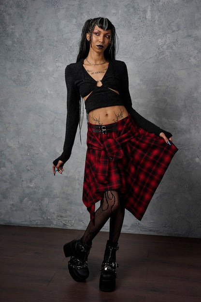 Schwarz/Roter Rock Slashcheck Skirt Red mit Tartanmuster von Banned