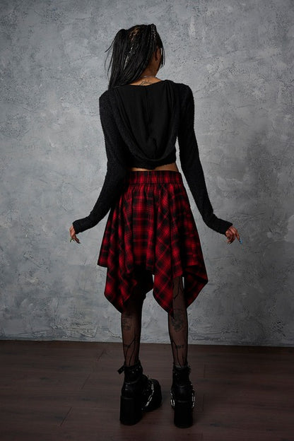 Schwarz/Roter Rock Slashcheck Skirt Red mit Tartanmuster von Banned
