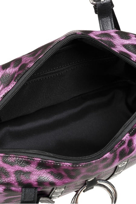 Lilafarbene Handtasche Hexy Glam Handbag Purple mit Leopardenmuster von Banned