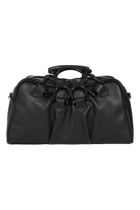 Schwarze, große Handtasche Hex Paws Kitten Bag mit Schlagring-Griff von Banned