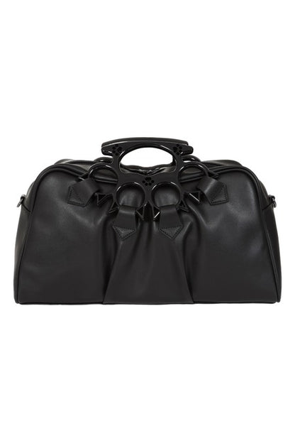 Schwarze, große Handtasche Hex Paws Kitten Bag mit Schlagring-Griff von Banned