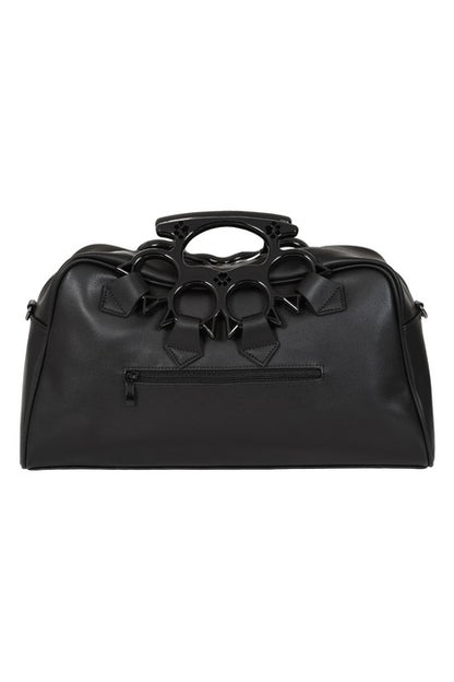 Schwarze, große Handtasche Hex Paws Kitten Bag mit Schlagring-Griff von Banned