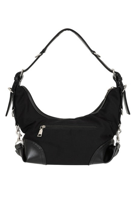Schwarze Handtasche Nightshift Cargo Bag mit vielen Details von Banned
