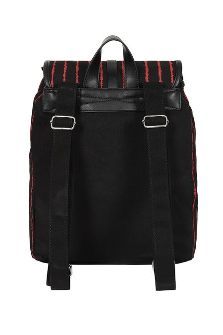 Schwarz-rot-gestreifter Rucksack Bloodline Pentagram Backpack mit großem Pentagramm von Banned