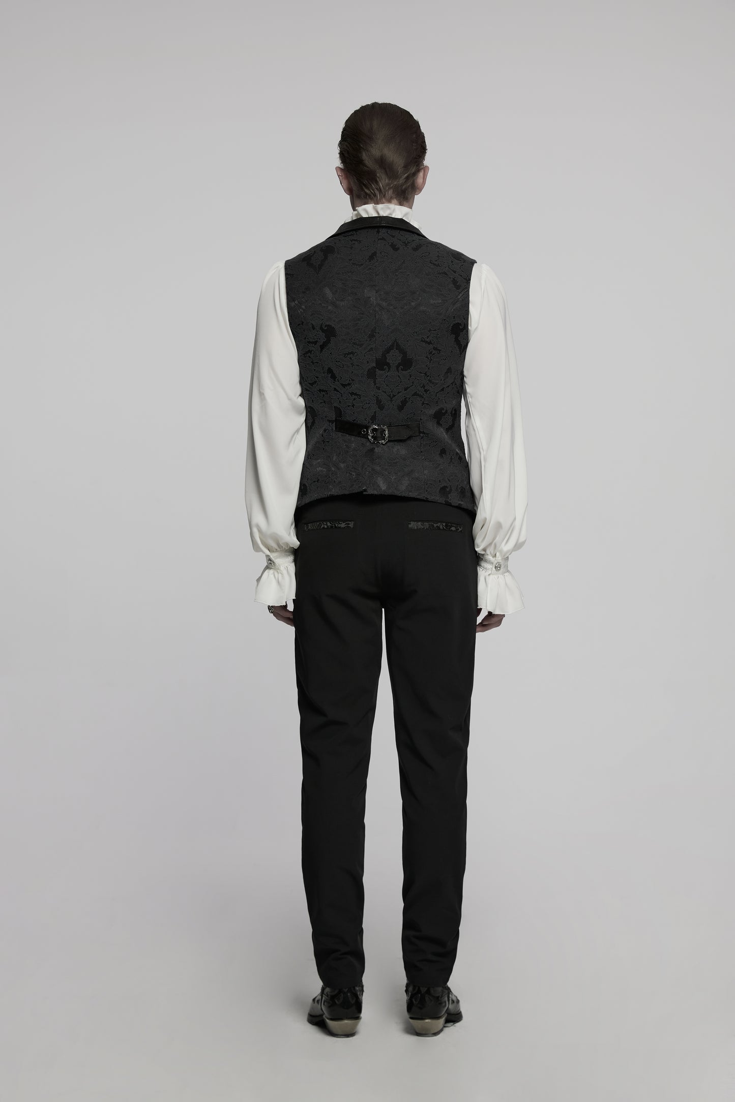 Figurbetonte Weste THE LANNISTER BROCADE VEST aus Brokatstoff mit Kunstlederdetails von Punk Rave