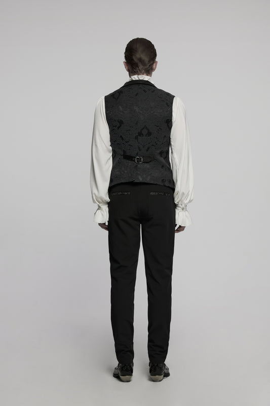 Figurbetonte Weste THE LANNISTER BROCADE VEST aus Brokatstoff mit Kunstlederdetails von Punk Rave