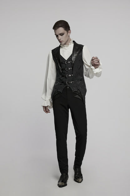 Figurbetonte Weste THE LANNISTER BROCADE VEST aus Brokatstoff mit Kunstlederdetails von Punk Rave