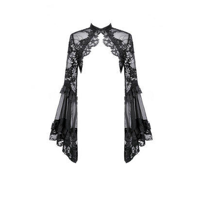 Schwarzes Oberteil Lace Phantom Bolero aus Spitzenstoff mit weiten Ärmeln von Dark In Love