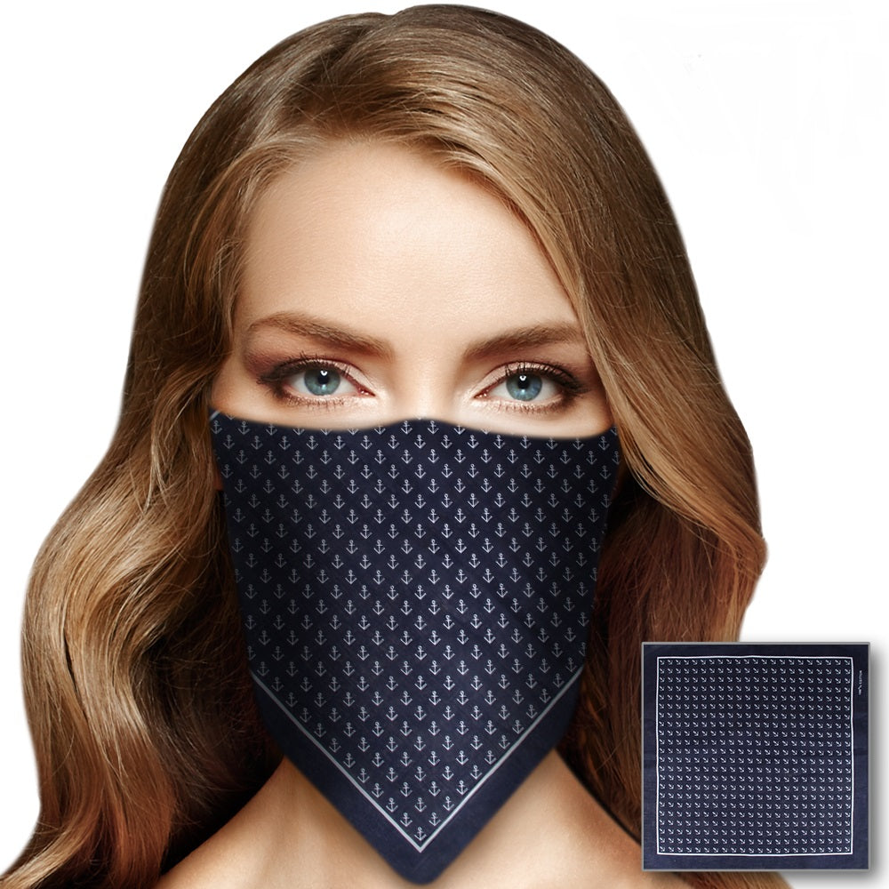 Dunkelblaues Bandana Kopftuch mit Ankerprint