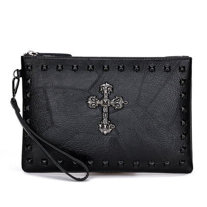 Kleiner Kunstlederbeutel CROSS POUCH mit großem Kreuz und kleinen Nieten von Moon Attic