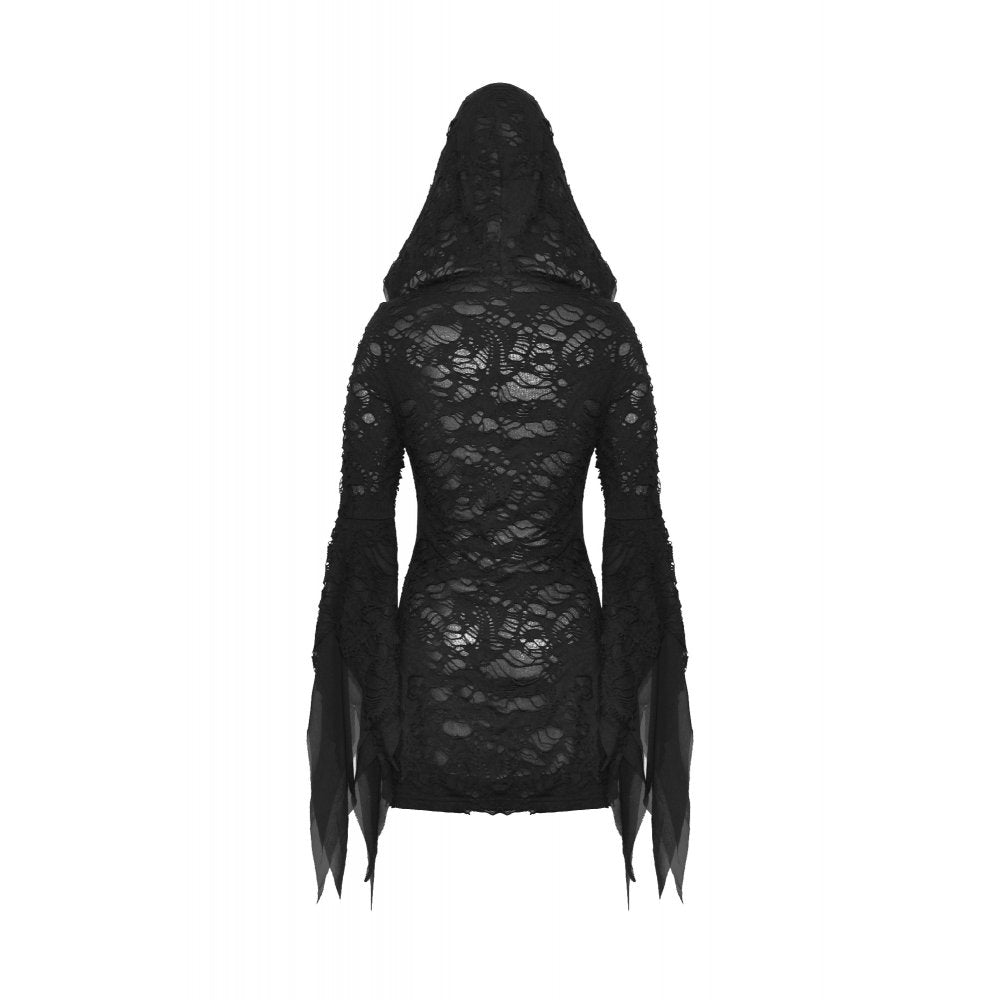 Schwarzes kurzes Kleid, Evil devil ragged slim Dress im Distressed-Look von Dark In Love