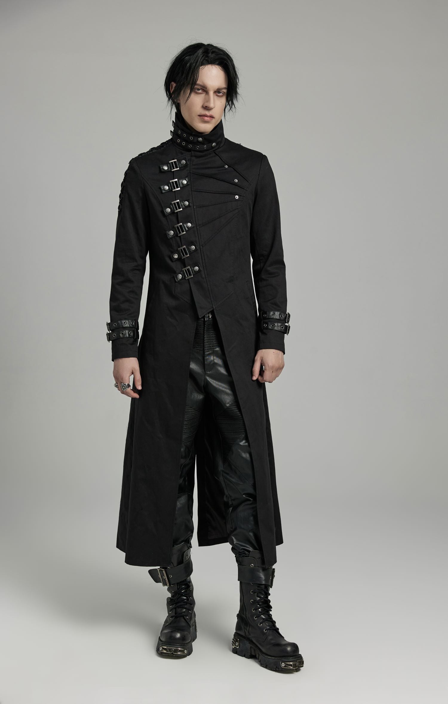 Langer, leichter Mantel BLOODBORNE COAT mit vielen Details von Punk Rave