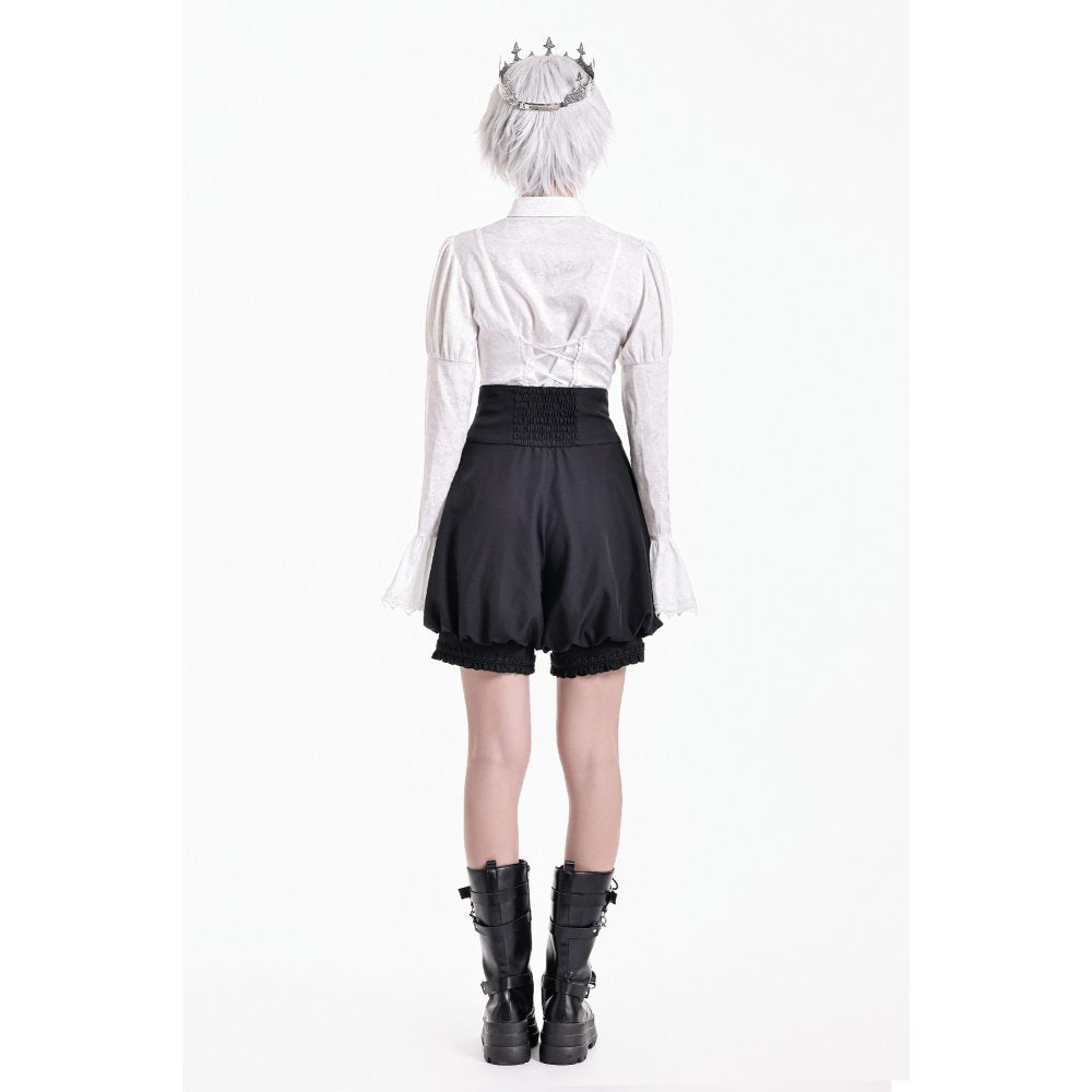 Schwarze, weite Stoffshorts Crux Cavalier Shorts von Dark In Love