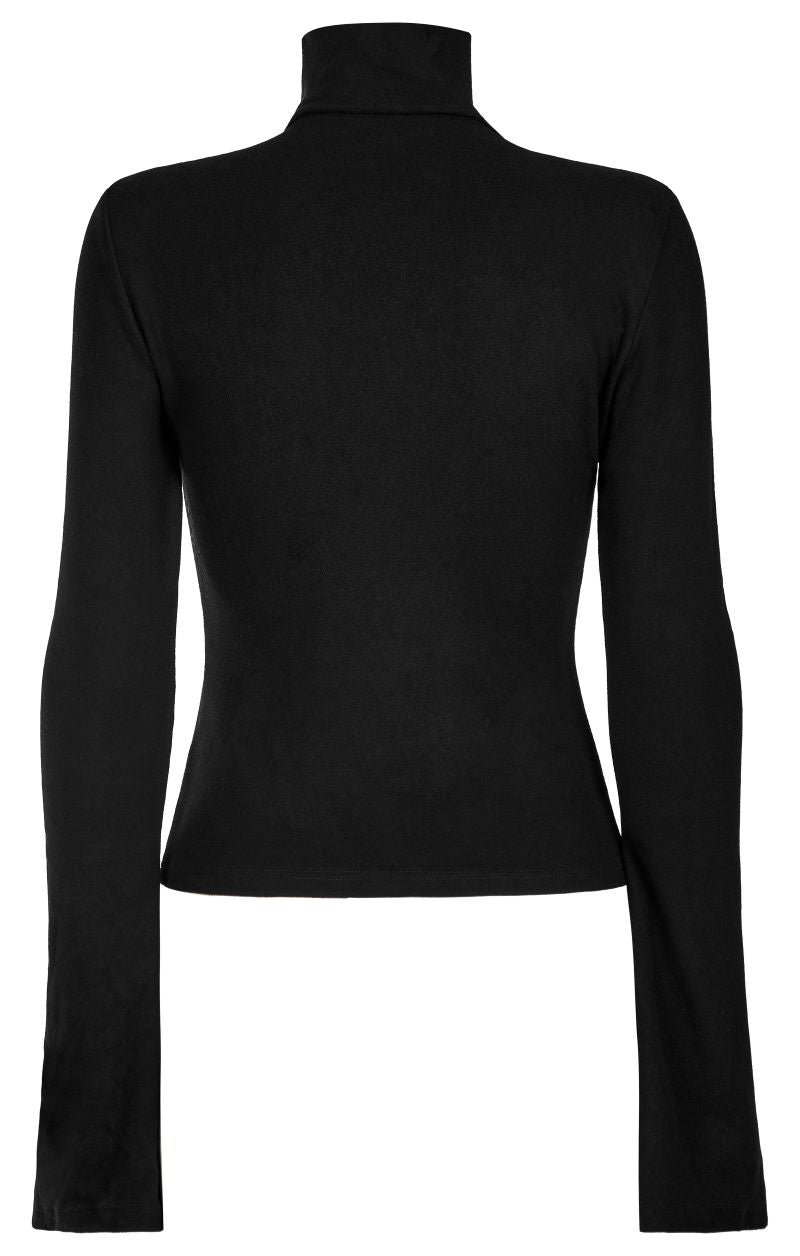 Schwarzes Langarmshirt Vampire's Dagger Top mit rotem Dolchdetail von Punk Rave