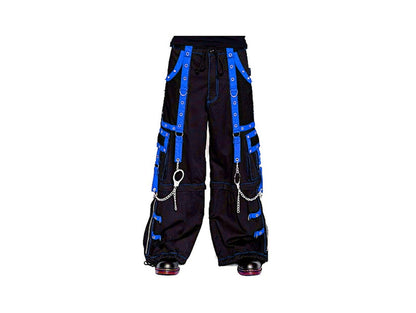 Schwarze Hose BLUE CUFF PANTS mit Handschellenelementen und blauen Details mit Colours Branding