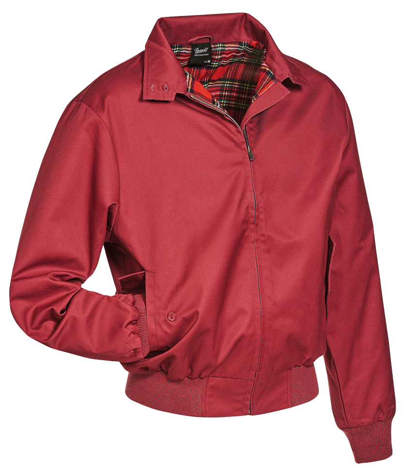 Rote Kult-Harrington-Jacke "Lord Canterbury" Bordeaux ohne Kapuze mit klassischem rot-karierten Innenfutter
