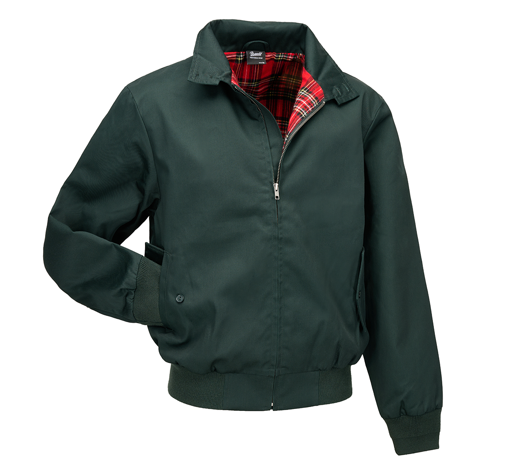 Dunkelgrüne Kult-Harrington-Jacke "Lord Canterbury" Bottle Green ohne Kapuze mit klassischem rot-karierten Innenfutter