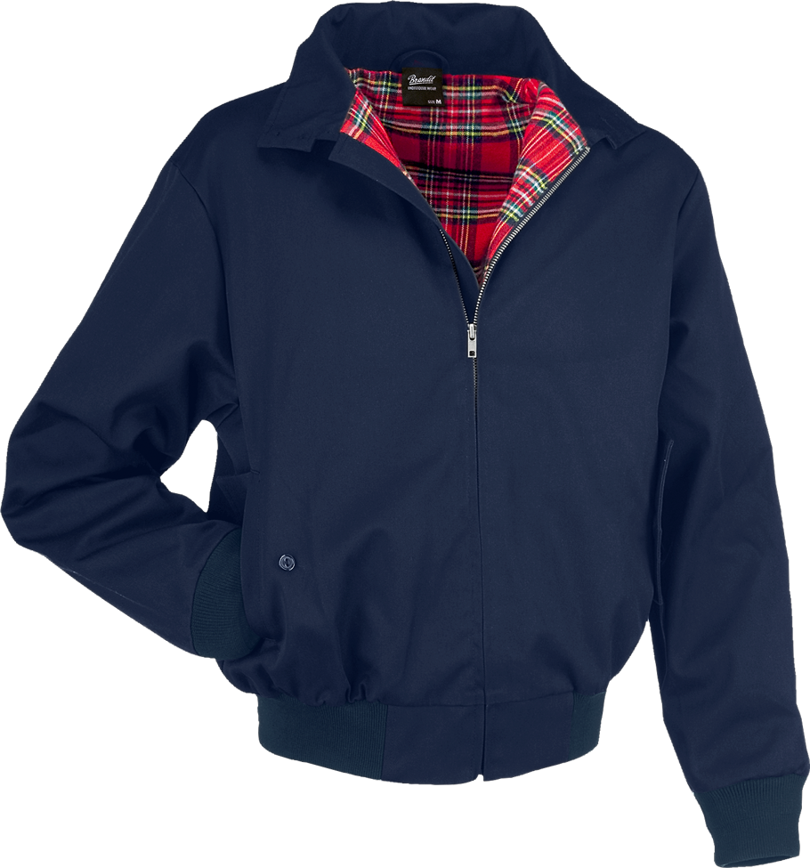 Dunkelblaue Kult-Harrington-Jacke "Lord Canterbury" Navy ohne Kapuze mit klassischem rot-karierten Innenfutter