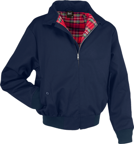 Dunkelblaue Kult-Harrington-Jacke "Lord Canterbury" Navy ohne Kapuze mit klassischem rot-karierten Innenfutter