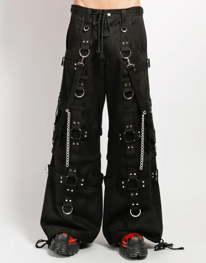 Schwarze Hose HARNESS STRAP PANTS mit Ringen und Bändern mit Colours Branding