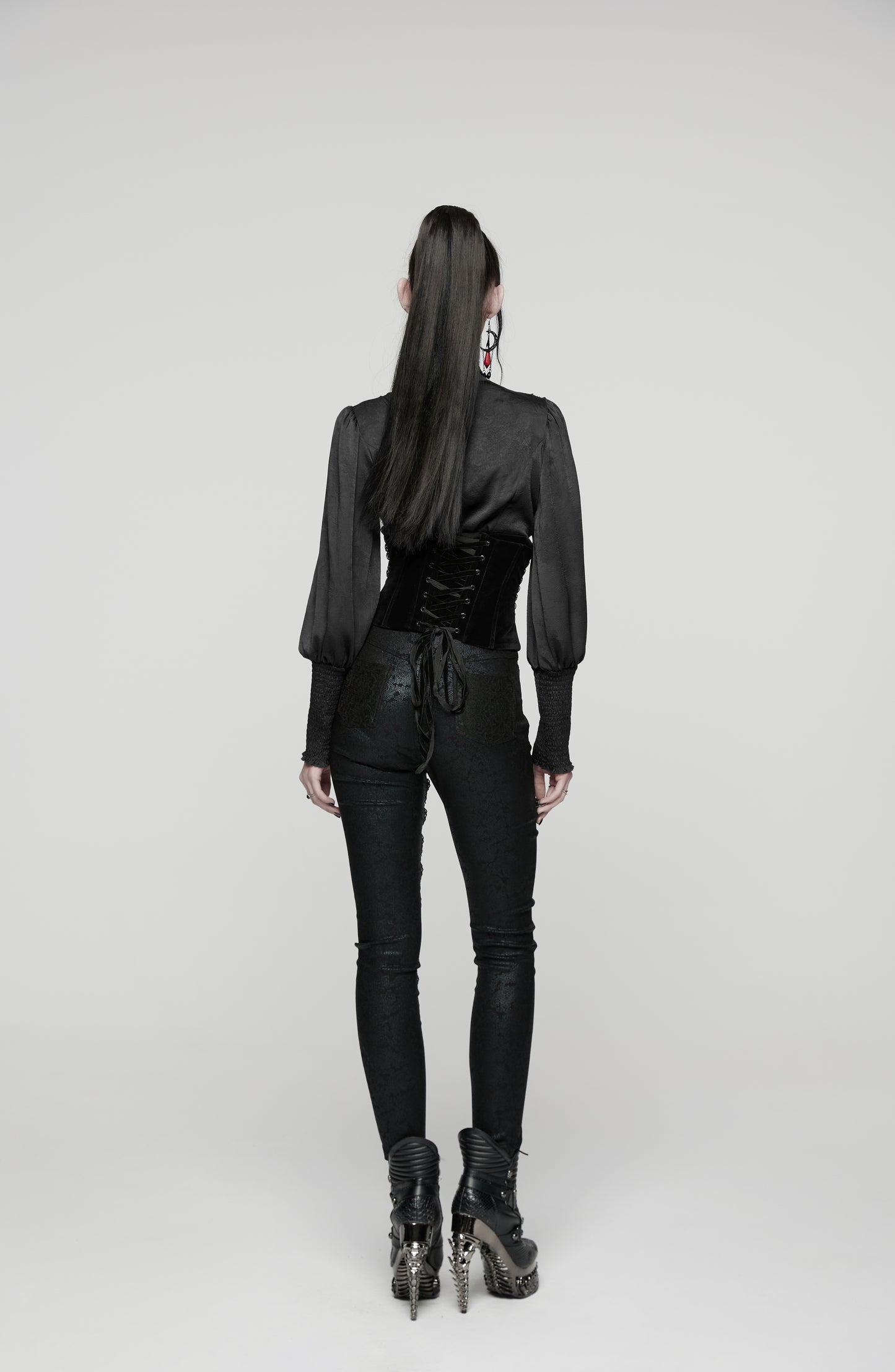 Taillengürtel im Korsettstil ROSE NOIR WAIST CORSET aus schwarzem Samtstoff von Punk Rave