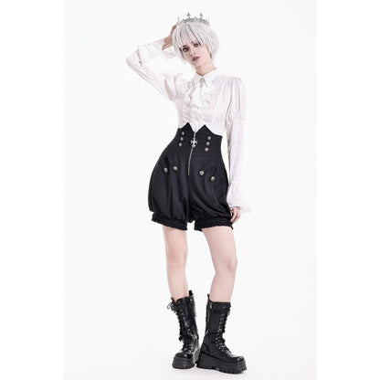 Schwarze, weite Stoffshorts Crux Cavalier Shorts von Dark In Love
