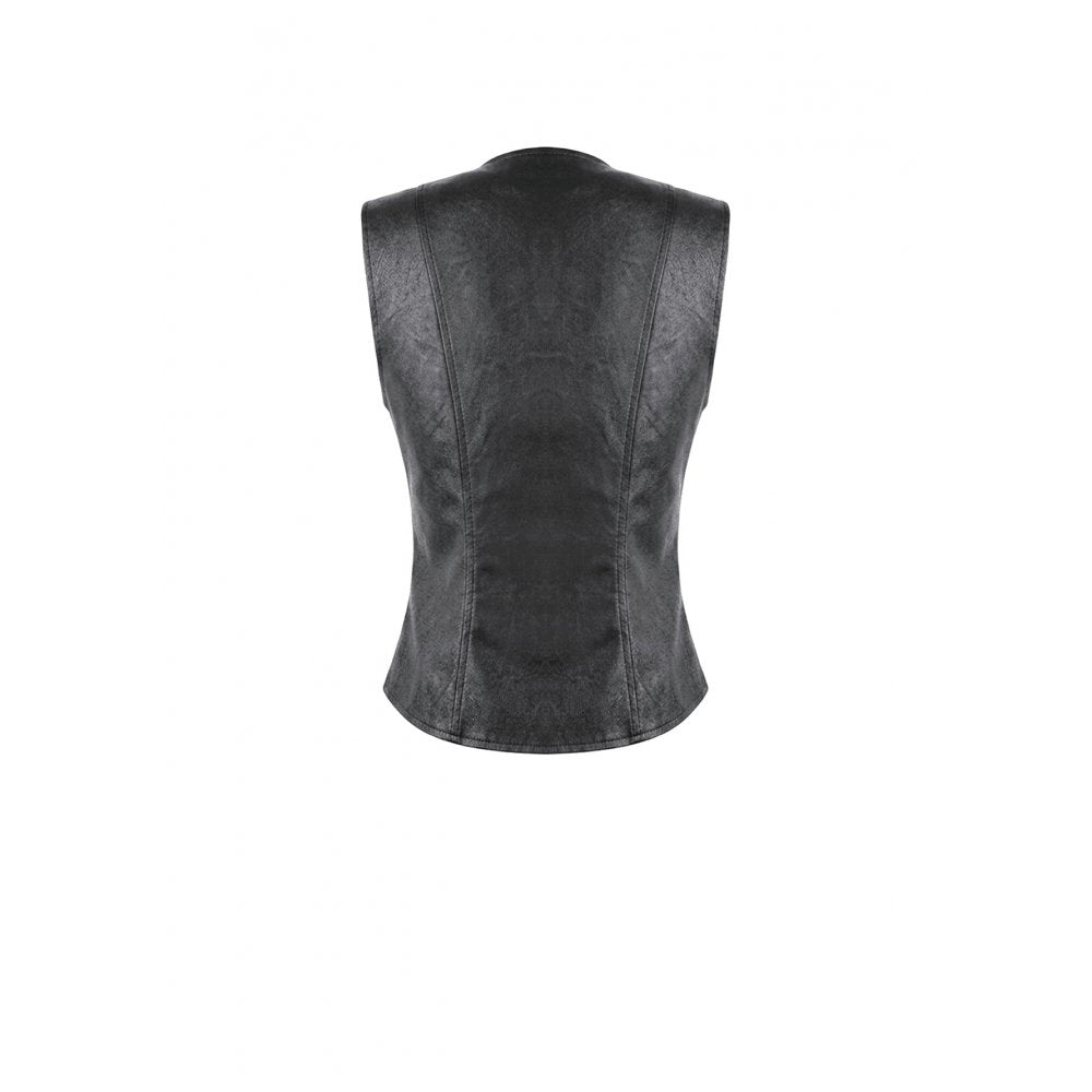 Schwarzes, enges Oberteil Crucifix Armor Corset Top mit Kreuzereißverschluss und nietenbesetzten Riemen von Dark In Love