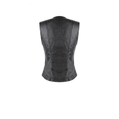 Schwarzes, enges Oberteil Crucifix Armor Corset Top mit Kreuzereißverschluss und nietenbesetzten Riemen von Dark In Love