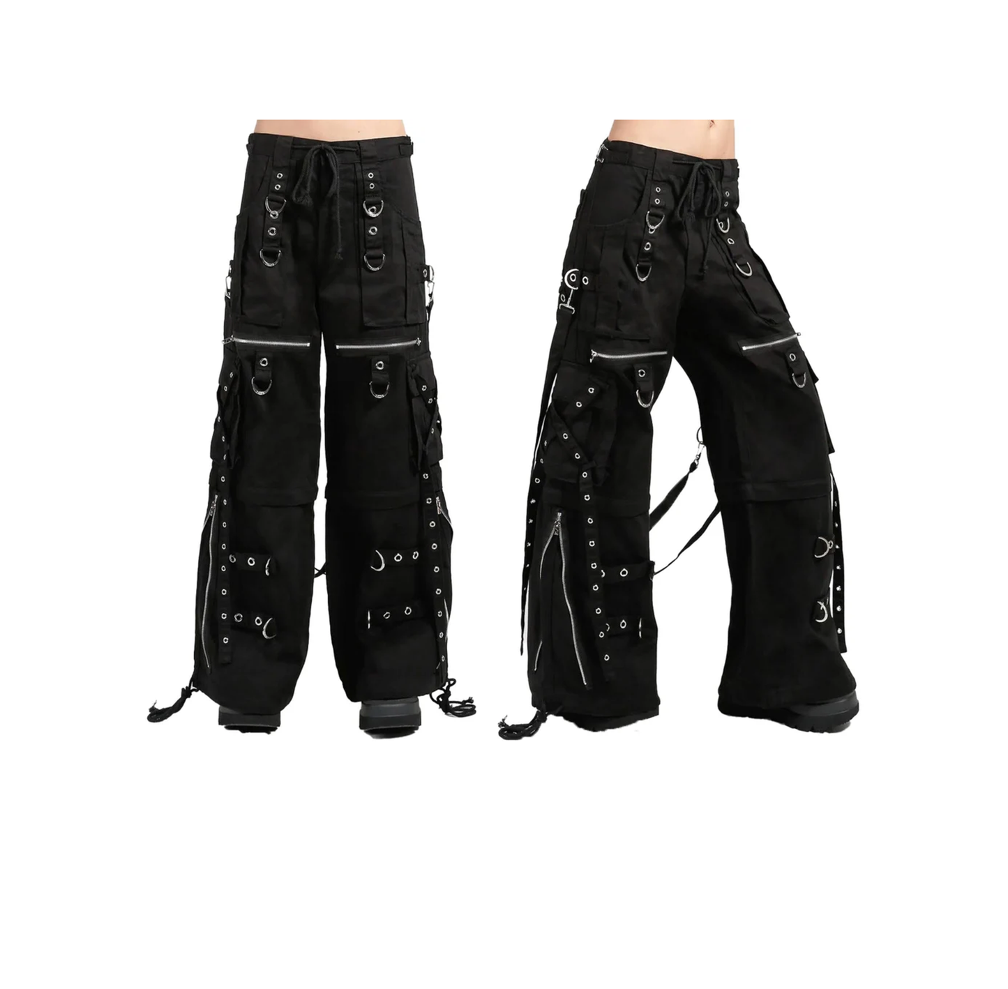 Schwarze Hose STRAP ZIPPER PANTS mit Bändern und Zierreißverschlüssen mit Colours Branding