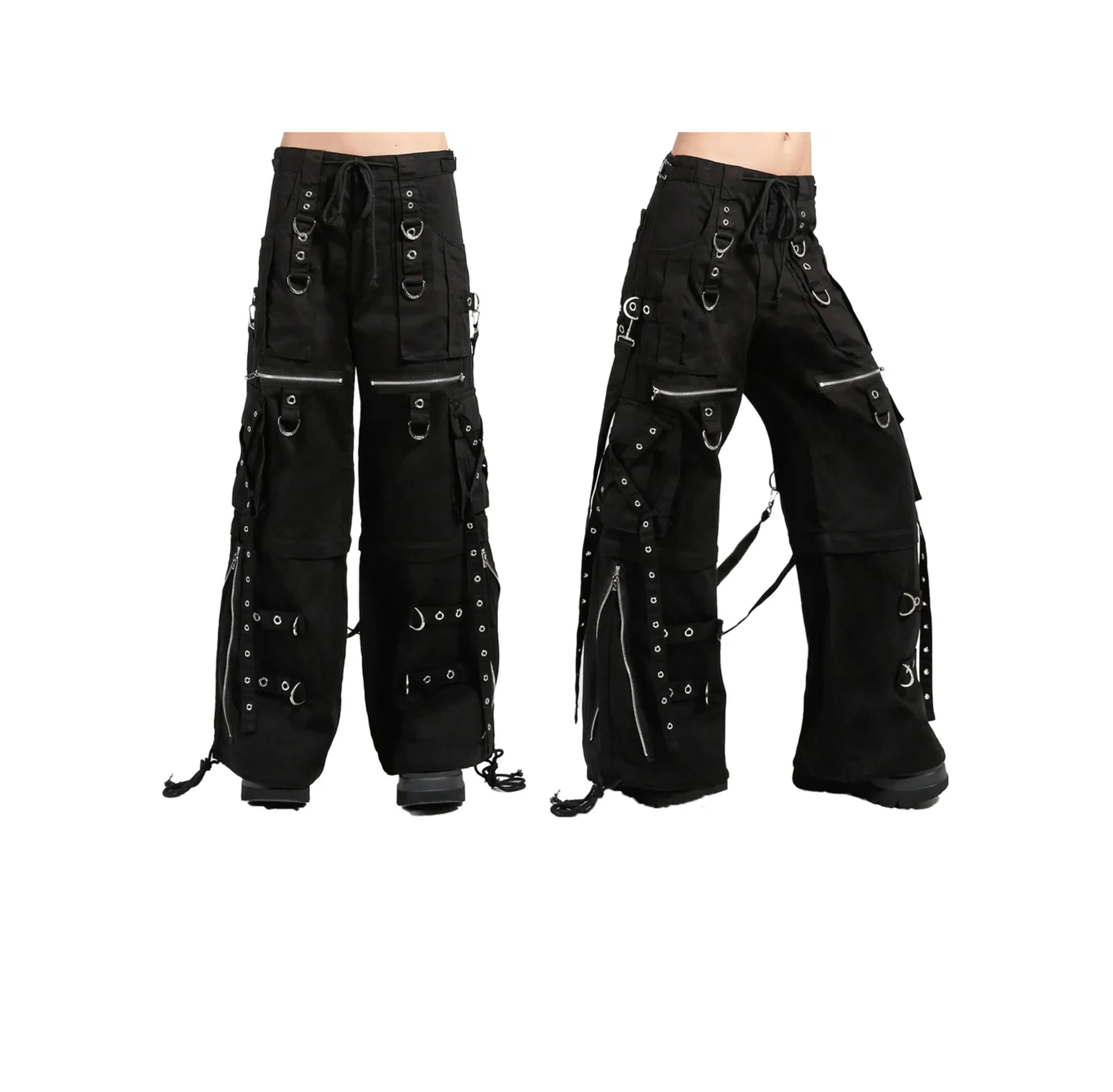 Schwarze Hose STRAP ZIPPER PANTS mit Bändern und Zierreißverschlüssen mit Colours Branding