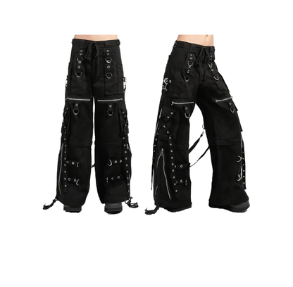 Schwarze Hose STRAP ZIPPER PANTS mit Bändern und Zierreißverschlüssen mit Colours Branding