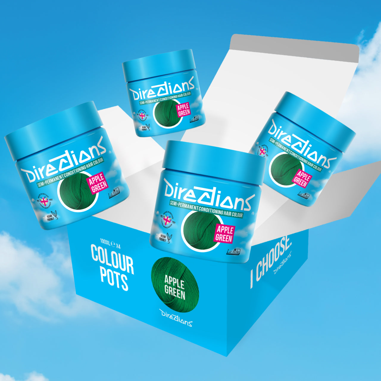 4 er SPARBOX APPLE GREEN Haartönung Directions 