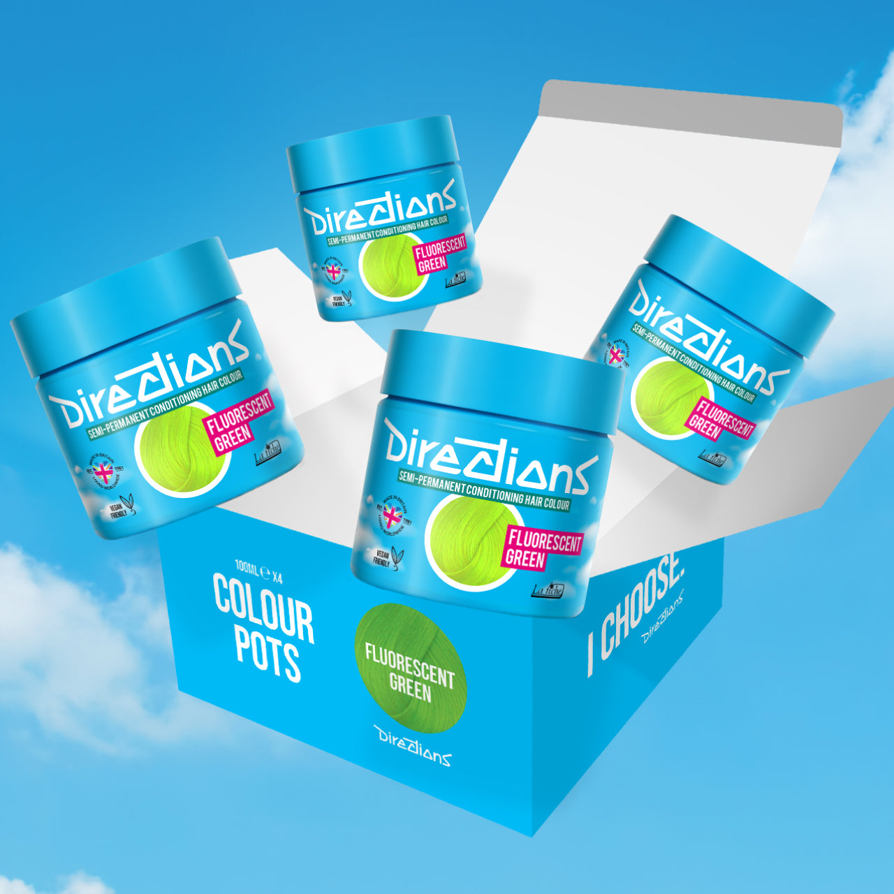 4er SPARBOX FLUORESCENT GREEN Haartönung Directions 