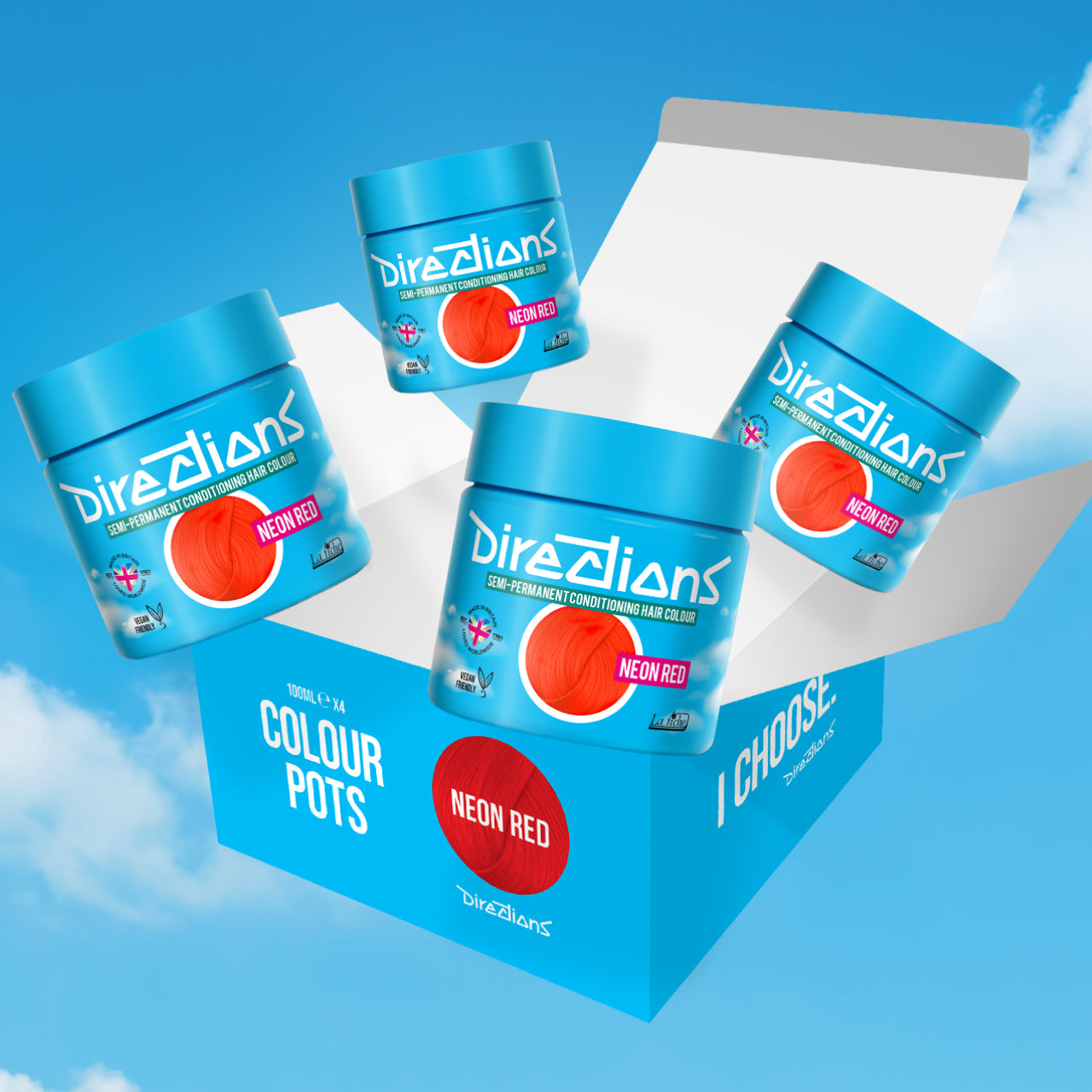 4 er SPARBOX NEON RED Haartönung Directions 