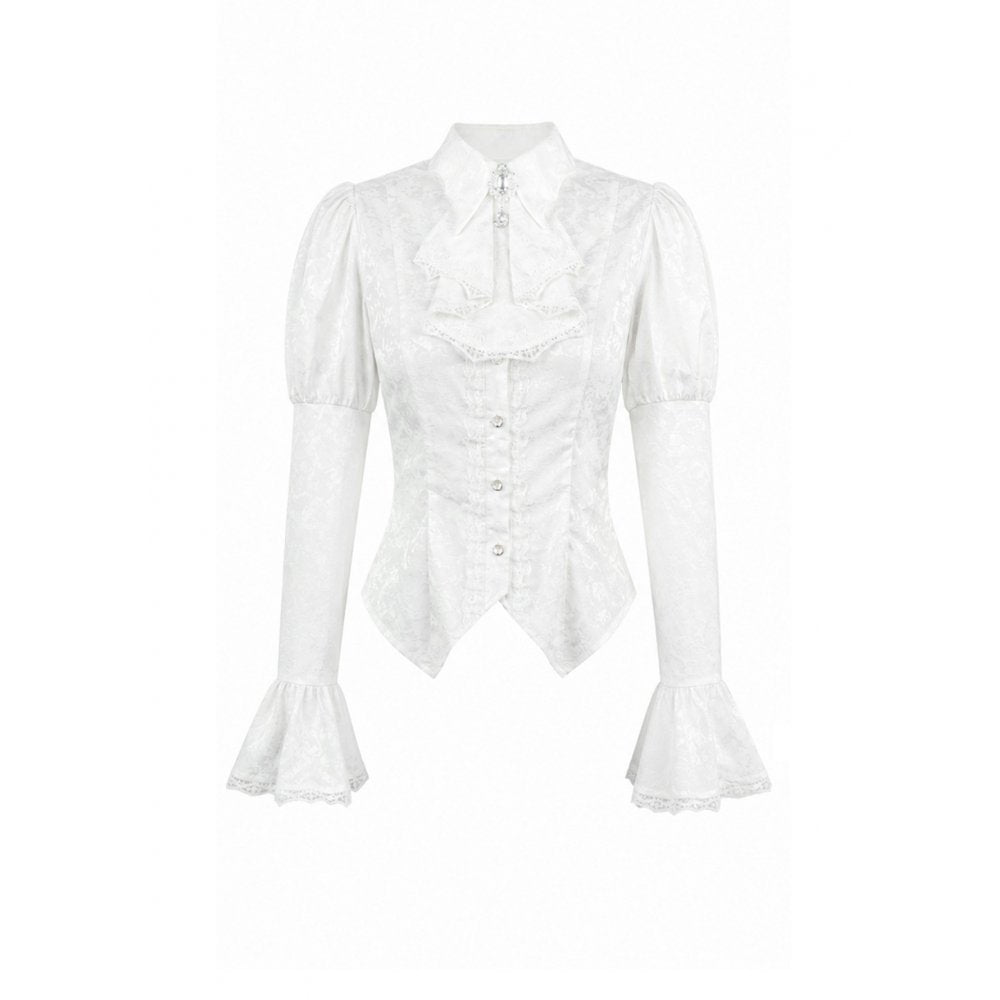 Weiße, viktorianische Bluse Daylight Anthem Blouse mit eleganten Spitzendetails von Dark In Love