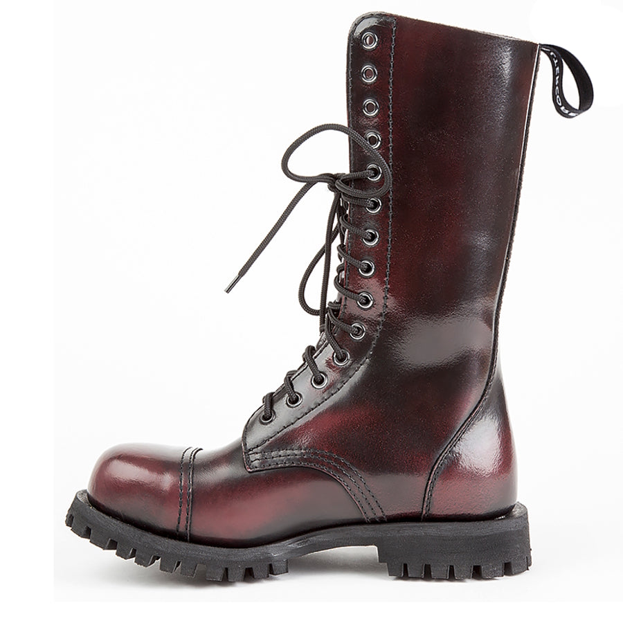 Dunkelroter 14-Loch-Stiefel 552 Burgundy Rub-Off aus Leder von Altercore