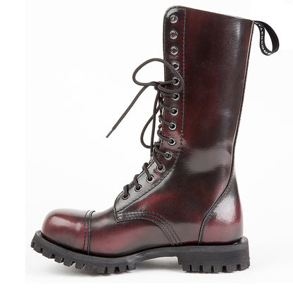 Dunkelroter 14-Loch-Stiefel 552 Burgundy Rub-Off aus Leder von Altercore