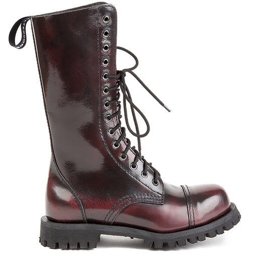 Dunkelroter 14-Loch-Stiefel 552 Burgundy Rub-Off aus Leder von Altercore