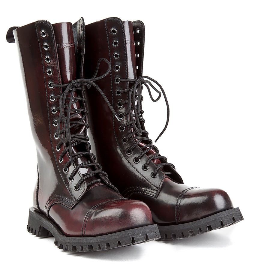 Dunkelroter 14-Loch-Stiefel 552 Burgundy Rub-Off aus Leder von Altercore