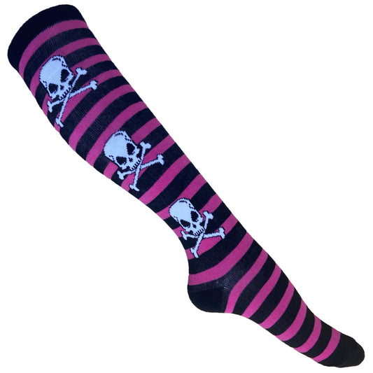 Lange Socken Skull Pink