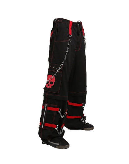 Schwarze Hose RED SKULL PANTS mit Schädelprint und roten Details mit Colours Branding
