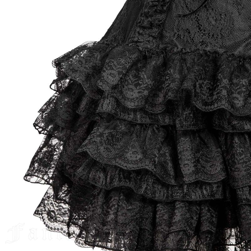 Schwarzes Kleid Eerie Shadow Dress Black mit Schnürung und Spitze von RNG