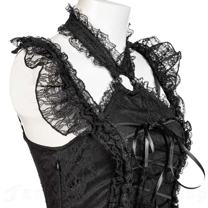 Schwarzes Kleid Eerie Shadow Dress Black mit Schnürung und Spitze von RNG