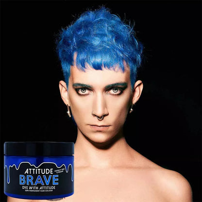 Farbbeispiel BRAVE BRIGHT BLUE Haartönung Attitude