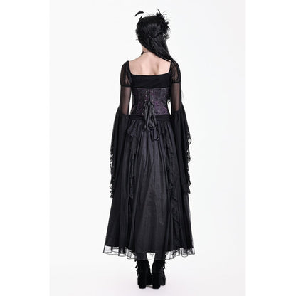 Lilafarbene Corsage Violet Vow Corset aus Jaquard-Stoff mit Spitzendetails von Dark In Love